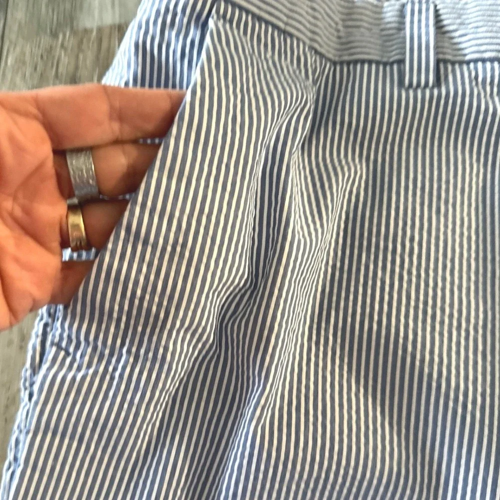 Banana Republic Mens Preppy Emerson Shorts 38 Blue Striped Seersucker Chino‎